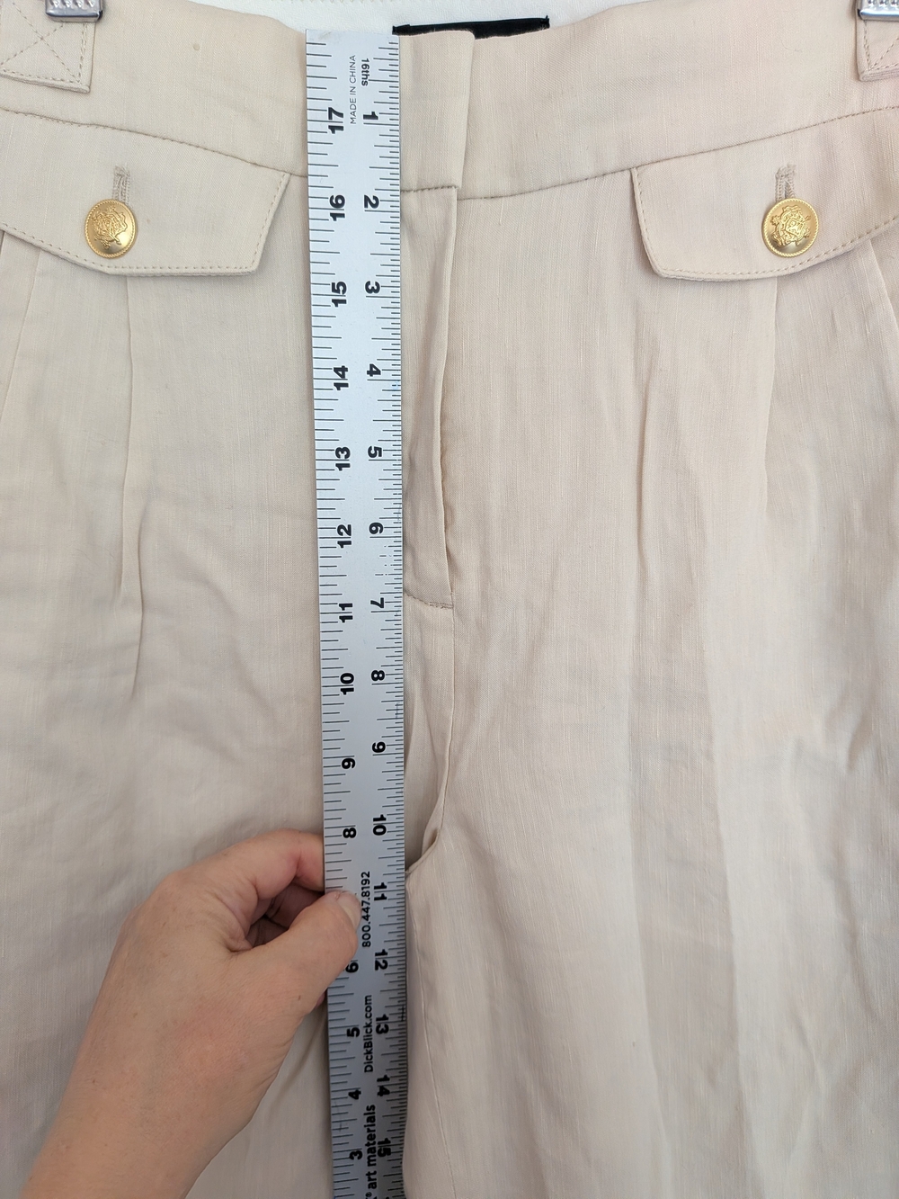 J.Crew Collection Side-Tab Trouser Italian Linen Blend Sz 4P Wide Leg Tailored - Picture 8 of 15